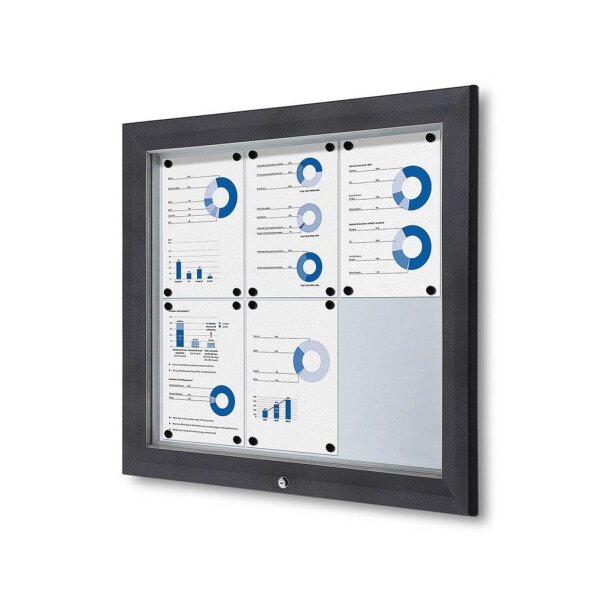 Showdown® Displays Schaukasten Premium grau 6x DIN A4 80,5 x 4,7 x 76,0 cm, 1 St.