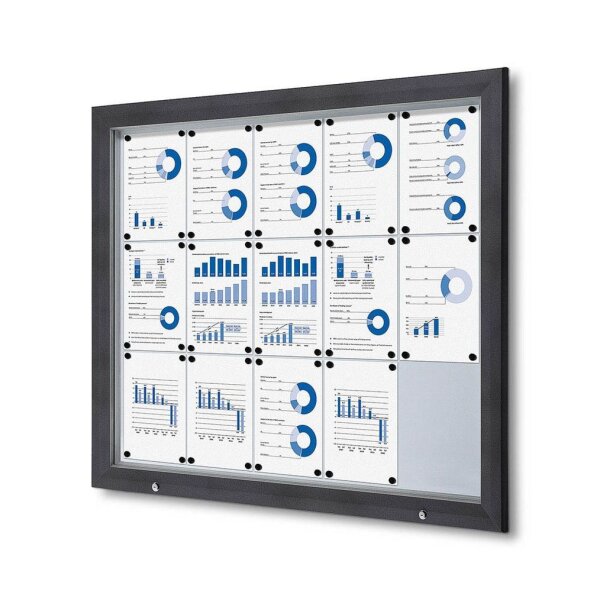 Showdown® Displays Schaukasten Premium grau 15x DIN A4 124,5 x 4,7 x 106,7 cm, 1 St.