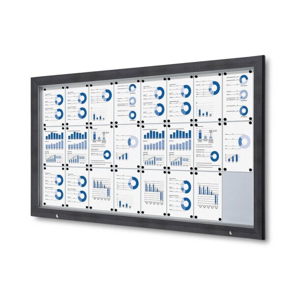 Showdown® Displays Schaukasten Premium grau 24x DIN A4 192,5 x 4,7 x 106,7 cm, 1 St.
