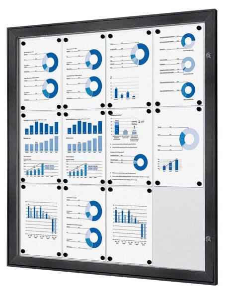 Showdown® Displays Schaukasten grau 12x DIN A4 96,1 x 2,3 x 100,4 cm, 1 St.