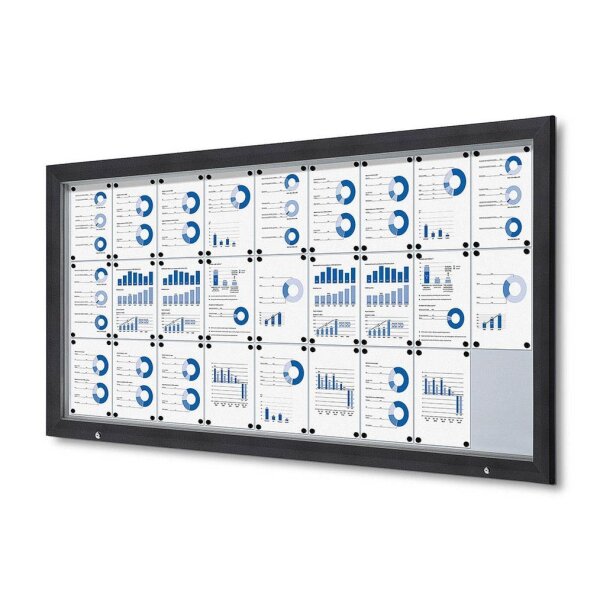 Showdown® Displays Schaukasten Premium grau 27x DIN A4 212,5 x 4,7 x 106,7 cm, 1 St.