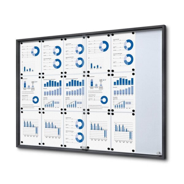 Showdown® Displays Schaukasten SLIM grau 18x DIN A4 134,6 x 5,0 x 94,8 cm, 1 St.