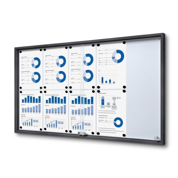 Showdown® Displays Schaukasten SLIM grau 10x DIN A4 112,6 x 5,0 x 64,1 cm, 1 St.