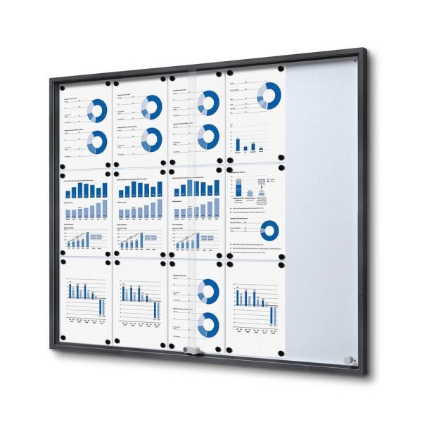 Showdown® Displays Schaukasten SLIM grau 15x DIN A4 112,6 x 5,0 x 94,8 cm, 1 St.