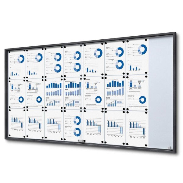 Showdown® Displays Schaukasten SLIM grau 24x DIN A4 178,1 x 5,0 x 94,8 cm, 1 St.