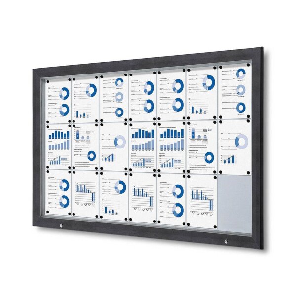 Showdown® Displays Schaukasten Premium grau 21x DIN A4 168,5 x 4,7 x 106,7 cm, 1 St.