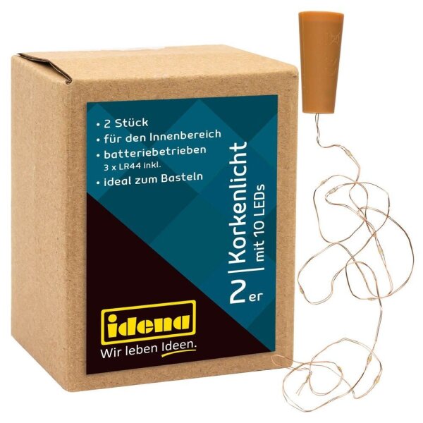 Idena Korken LED Lichterketten gold 90,0 cm, 2 St.