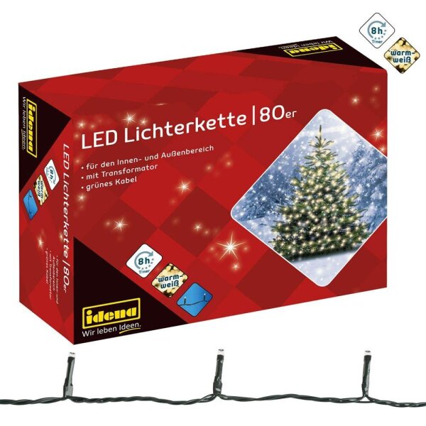 Idena 80er weiße LED Lichterkette grün 16,0 m, 1 St.