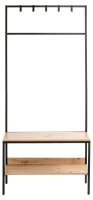 HAKU Möbel Garderobenbank mit Haken und Schuhrost 37461 eiche, schwarz Holz 70,0 cm
