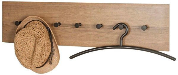 HAKU Möbel Wandgarderobe 37146 eiche Metall 7 Haken 89,0 x 20,0 cm, 1 St.