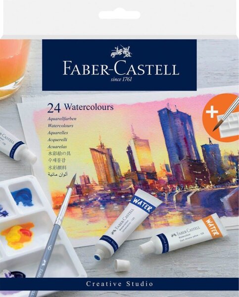 FABER-CASTELL Aquarellfarben farbsortiert 24 x 9,0 ml, 24 St.