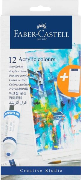 FABER-CASTELL Acrylfarben farbsortiert 12 x 20,0 ml, 12 St.