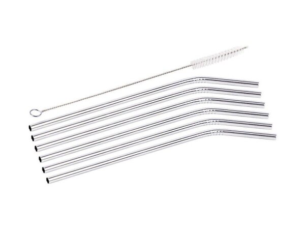 6 chg Edelstahl-Strohhalme EasyDo  silber  ( 318200 )