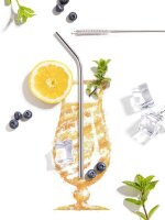 6 chg Edelstahl-Strohhalme EasyDo  silber  ( 318200 )