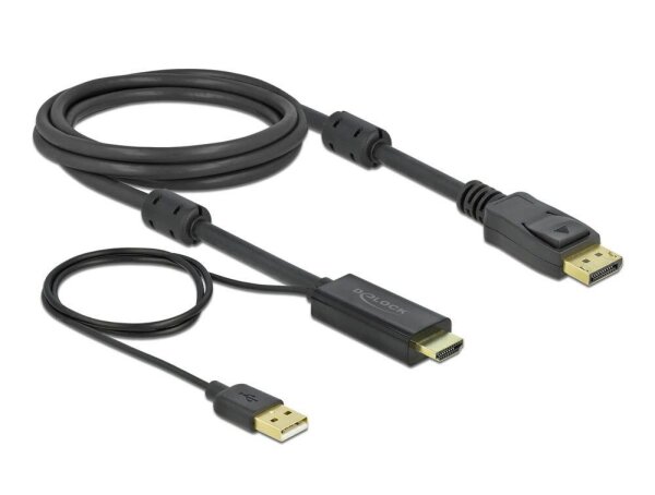 DeLOCK HDMI/DisplayPort HDMI-Kabel 4K 30 Hz 2,0 m schwarz, 1 St.