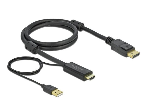 DeLOCK HDMI/DisplayPort HDMI-Kabel 4K 30 Hz 1,0 m schwarz, 1 St.