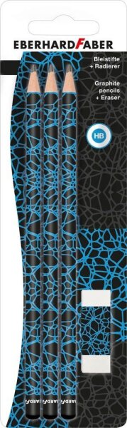 EBERHARD FABER Bleistift-Set HB schwarz/neon blau, 1 Set