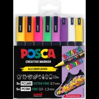uni-ball POSCA Sneaker schwarz Acrylstift farbsortiert...