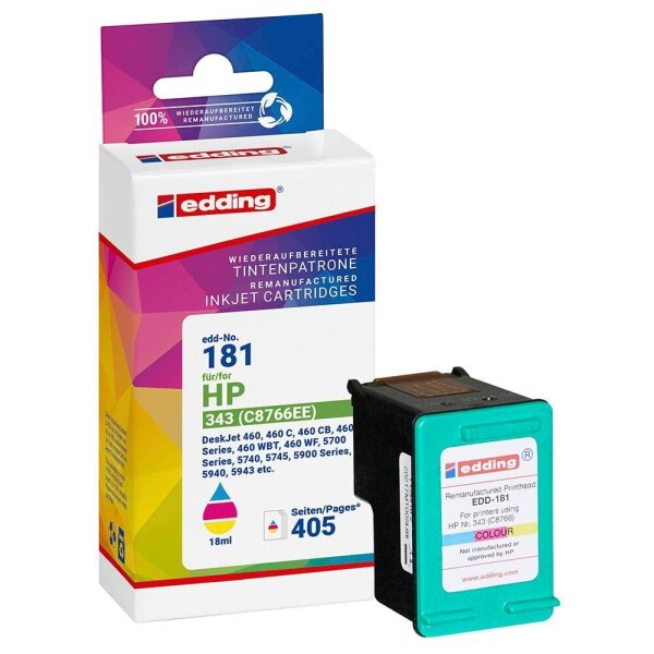 edding EDD-181 color Druckerpatrone kompatibel zu HP 343 (C8766EE)