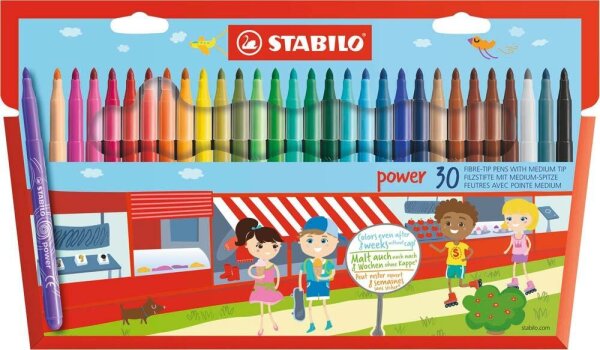 STABILO power Filzstifte farbsortiert, 30 St.