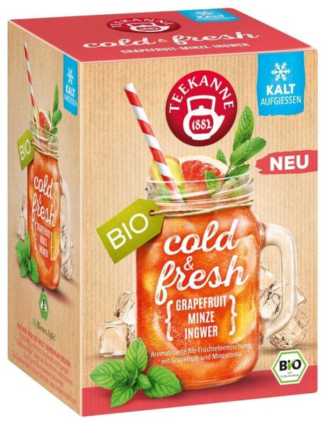 TEEKANNE cold & fresh Grapefruit-Minze-Ingwer Bio-Tee kalt 15 Portionen