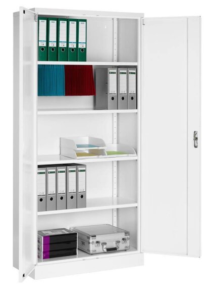 Gürkan Stahlschrank 111517 verkehrsweiß 4 Fachböden 92,0 x 42,0 x 195,0 cm, aufgebaut, 1 St.