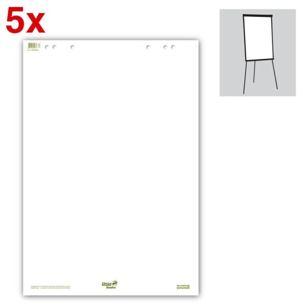 Ursus® Flipchart-Papier Green blanko 68,0 x 99,0 cm, 20 Blatt, 5 Blöcke