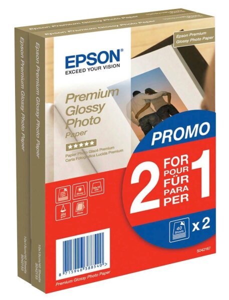 EPSON Fotopapier S042167 10,0 x 15,0 cm glänzend 255 g/qm 2x 40 Blatt