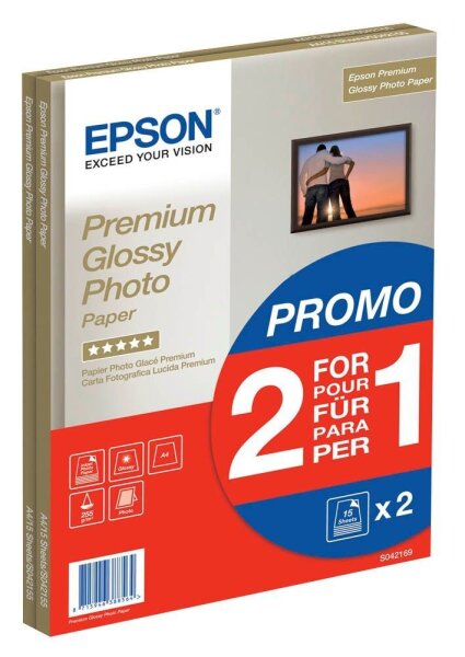 EPSON Fotopapier S042169 DIN A4 glänzend 255 g/qm 2x 15 Blatt