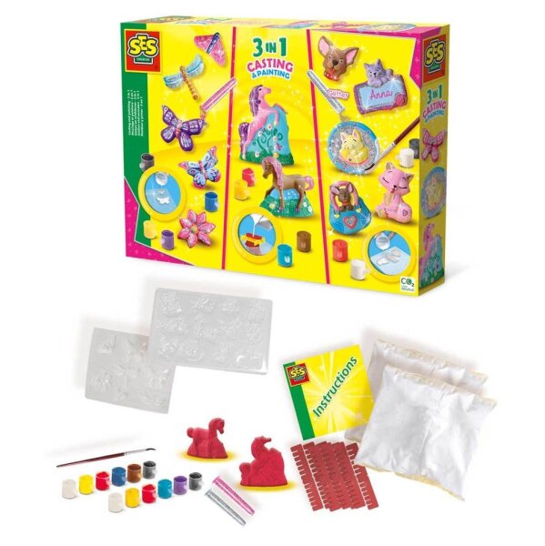 SES Creative® Gipsgießen-Set Glitzer 3 in 1 mehrfarbig  ( 1288 )