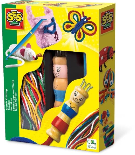 SES Creative® Bastelset Strickpuppe mit Wolle mehrfarbig