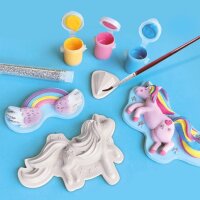 SES Creative® Gipsgießen-Set Glitzer Einhörner und Regenbogen mehrfarbig