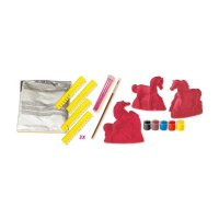 SES Creative® Gipsgießen-Set Glitzer Pferde auf Wiese mehrfarbig