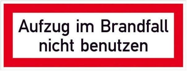 SafetyMarking® Brandschutzaufkleber "Aufzug im Brandfall nicht benutzen" rechteckig 14,8 x 5,2 cm, 1 St.