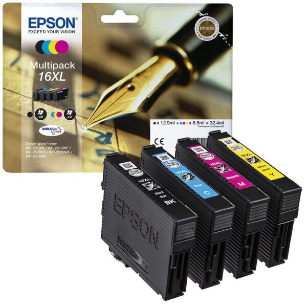 EPSON 16XL / T1636XL (Füller) schwarz, cyan, magenta, gelb Druckerpatronen, 4er-Set