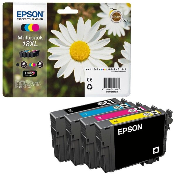 EPSON 18XL / T1816XL (Gänseblümchen) schwarz, cyan, magenta, gelb Druckerpatronen, 4er-Set