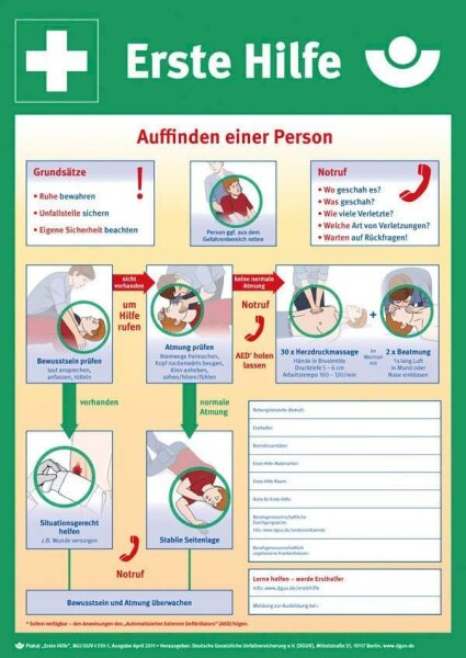 SafetyMarking® Rettungszeichen "Anleitung zur Ersten Hilfe" rechteckig 40,0 x 56,0 cm, 1 St.