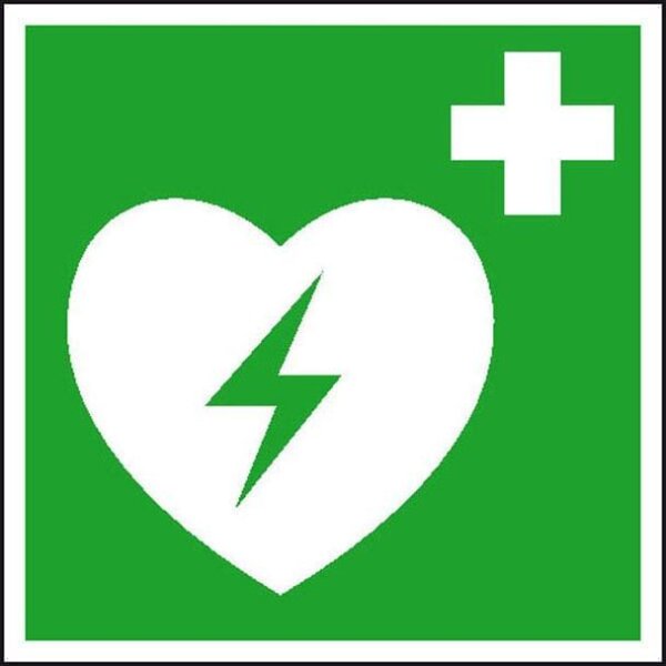SafetyMarking® Rettungszeichen-Aufkleber "Automatisierter Externer Defibrillator (AED)" quadratisch 15,0 x 15,0 cm, 1 St.
