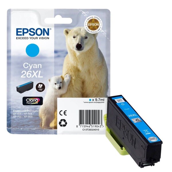EPSON 26 XL / T2632 XL (Eisbär) cyan Druckerpatrone