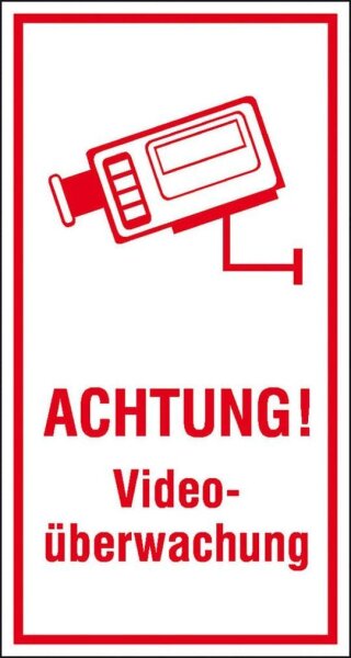 SafetyMarking® Hinweisaufkleber "Achtung! Videoüberwachung " rechteckig 8,0 x 15,0 cm, 1 St.