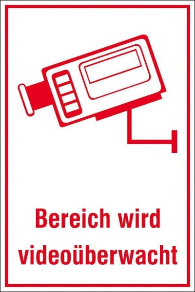SafetyMarking® Hinweisschild "Bereich wird videoüberwacht " rechteckig 20,0 x 30,0 cm, 1 St.