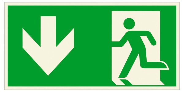 SafetyMarking® Rettungszeichen-Aufkleber "Notausgang links abwärts" rechteckig 30,0 x 15,0 cm, 1 St.