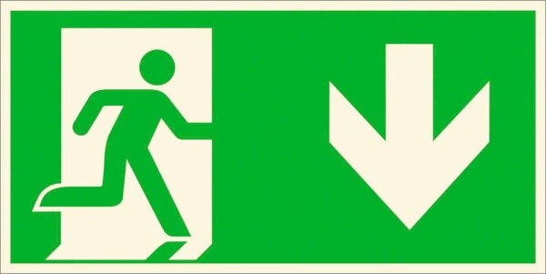 SafetyMarking® Rettungszeichen "Notausgang rechts, abwärts" rechteckig 30,0 x 15,0 cm, 1 St.