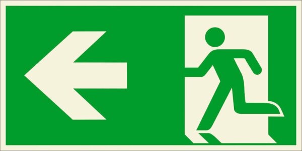 SafetyMarking® Rettungszeichen-Aufkleber "Notausgang links" rechteckig 30,0 x 15,0 cm, 1 St.