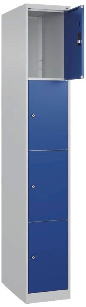 CP Schließfachschrank Classic Plus lichtgrau, enzianblau 080000-104 S10003, 4 Schließfächer 30,0 x 50,0 x 185,0 cm