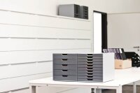 DURABLE Schubladenbox VARICOLOR®  dunkelgrau mit bunten Farblinien 760527, DIN A4 mit 5 Schubladen, 1 St.