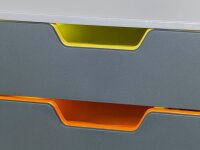 DURABLE Schubladenbox VARICOLOR®  dunkelgrau mit bunten Farblinien 760527, DIN A4 mit 5 Schubladen, 1 St.