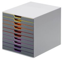 DURABLE Schubladenbox VARICOLOR®  dunkelgrau mit bunten Farblinien 761027, DIN A4 mit 10 Schubladen, 1 St.