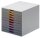 DURABLE Schubladenbox VARICOLOR®  dunkelgrau mit bunten Farblinien 761027, DIN A4 mit 10 Schubladen, 1 St.