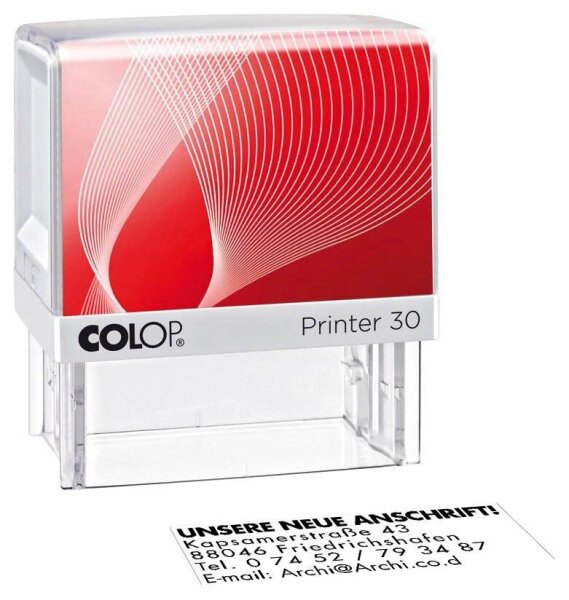COLOP Textstempel, individualisierbar Printer 30 selbstfärbend schwarz ohne Logo, 1 St.